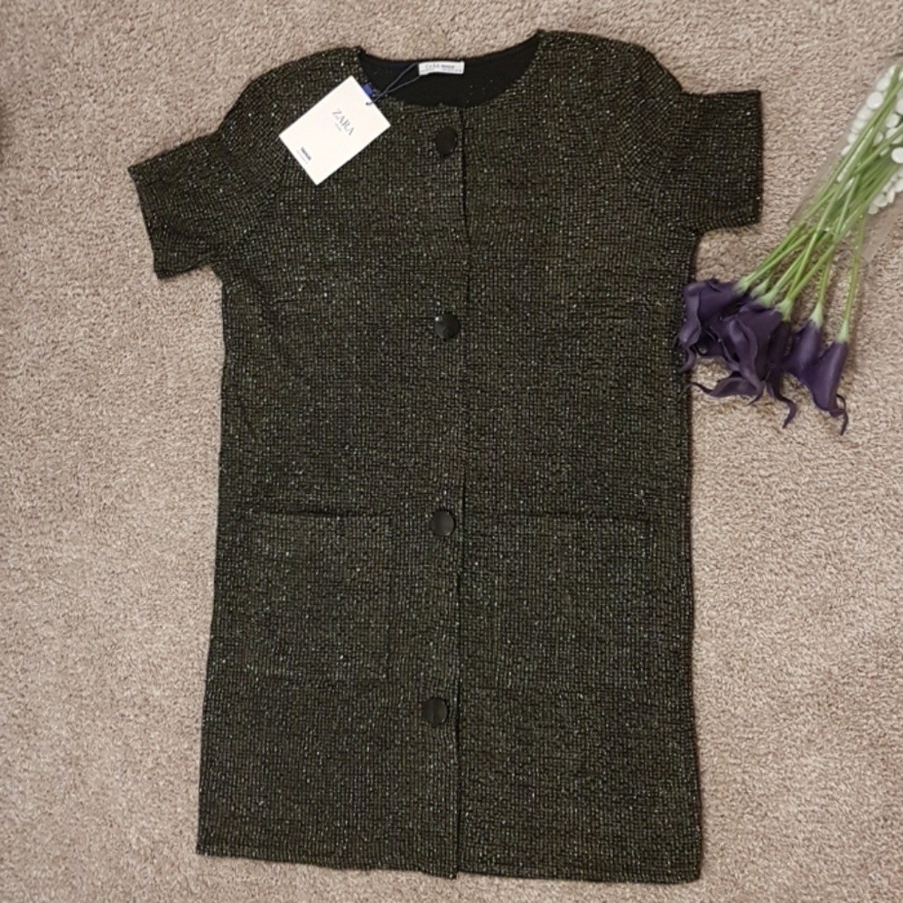 Tweed Dress with Buttons